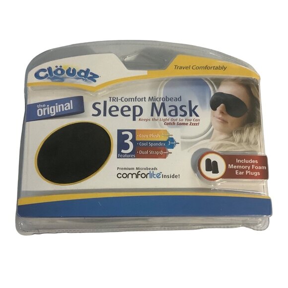 Cloudz The Original Tri-Comfort Microbead Sleep Mask W/Ear Plugs NEW Travel - Picture 1 of 3